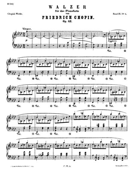 Chopin Waltz In Ab Major Op 42 Original Complete Version Sheet Music