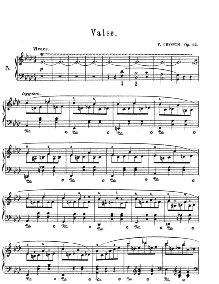 Free Sheet Music Chopin Waltz In Ab Op 42 The Two Four Waltz