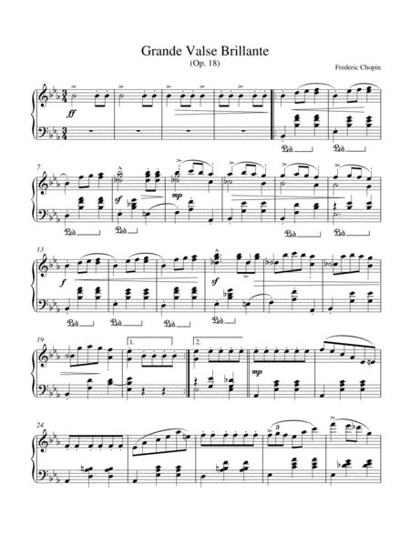 Chopin Waltz Op 18 In E Major Grande Valse Brillante Original Complete Version Sheet Music