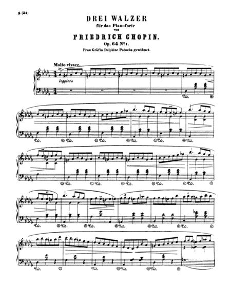 Free Sheet Music Chopin Waltz Op 64 No 1 In Db Major Minute Waltz Original Complete Version
