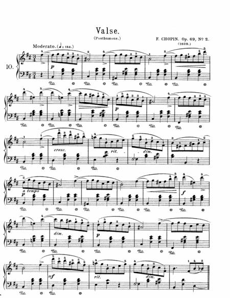 Chopin Waltz Op 69 No 2 In B Minor Original Complete Version Sheet Music