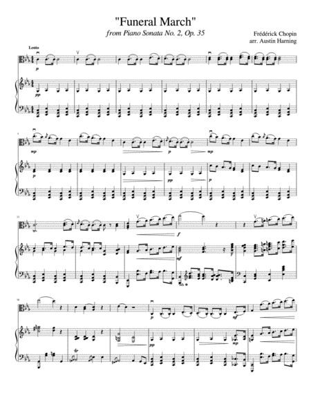 Free Sheet Music Chopins Funeral March For Viola Piano
