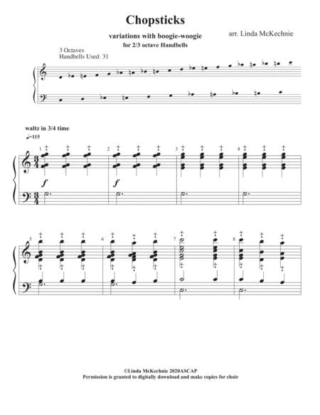 Free Sheet Music Chopsticks Handbell Arrangement For Level 2 Easy Ringers 2 Or 3 Octave Choir Arranged By Linda Mckechnie