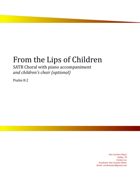 Choral From The Lips Of Children Satb With Childrens Part Sheet Music