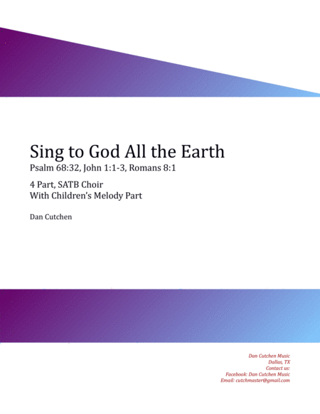 Choral Sing To God All The Earth Satb With Childrens Melody Part Sheet Music