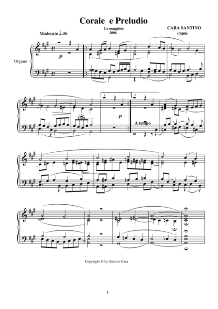 Free Sheet Music Chorale And Prelude In A For Organ Cs090