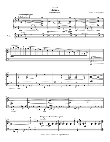 Free Sheet Music Chorale For Solo Marimba