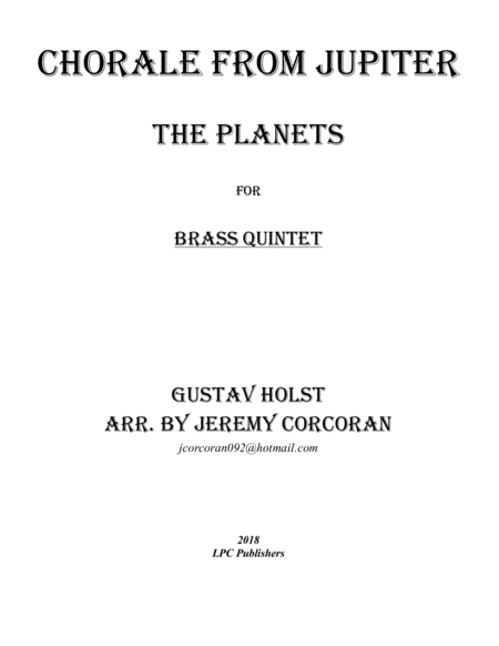 Chorale From Jupiter For Brass Quintet Sheet Music