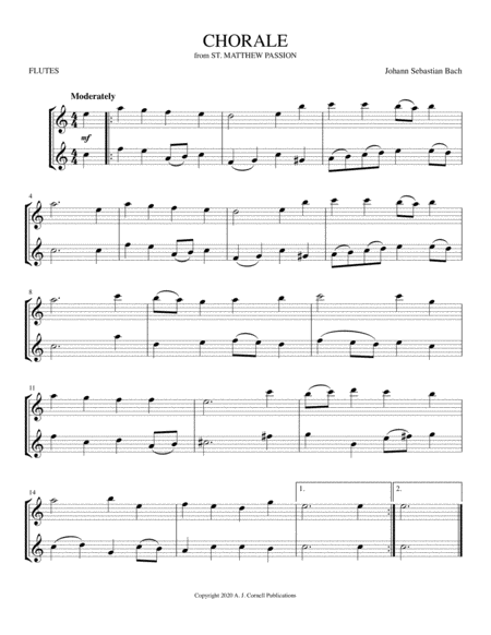 Chorale From St Matthew Passion Sheet Music