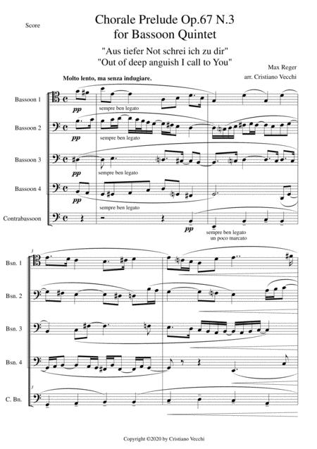 Free Sheet Music Chorale Prelude Op 67 N 3 For Bassoon Quintet