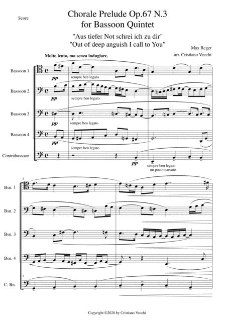 Chorale Prelude Op 67 N 3 For Bassoon Quintet Sheet Music