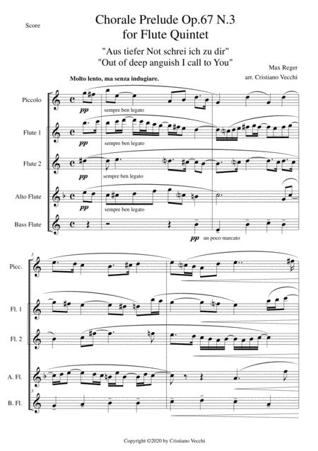 Free Sheet Music Chorale Prelude Op 67 N 3 For Flute Quintet