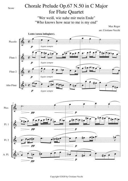 Chorale Prelude Op 67 N 50 For Flute Quartet Sheet Music