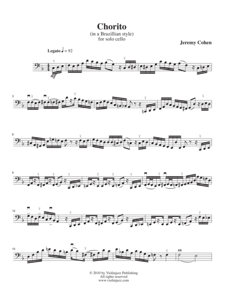 Chorito Solo Cello Sheet Music