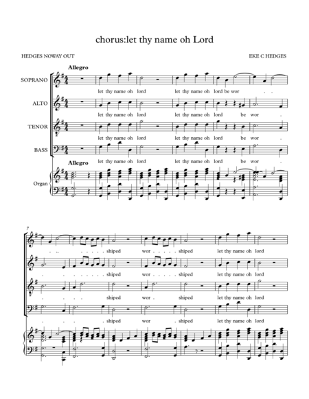 Free Sheet Music Chorus Let Thy Name Oh Lord Endless Praise Hedges Noway Out