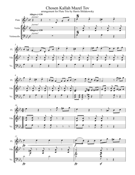 Chosen Kallah Mazel Tov Flute Trio Arrangement Sheet Music