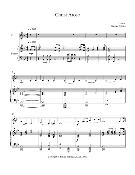 Free Sheet Music Christ Arose Treble F Instrument Solo