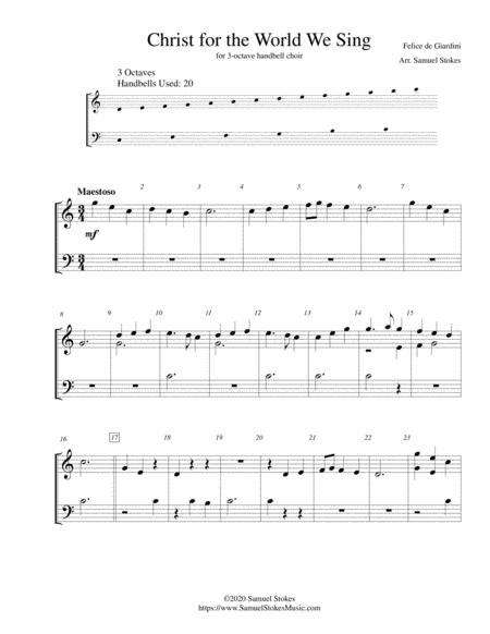 Christ For The World We Sing For 3 Octave Handbell Choir Sheet Music