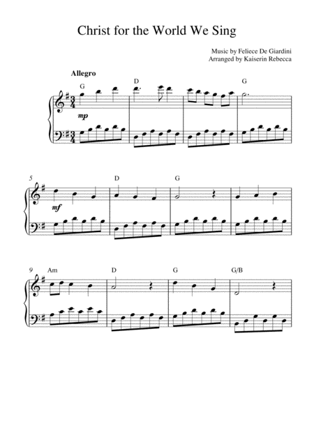 Free Sheet Music Christ For The World We Sing