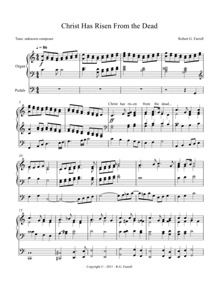 Free Sheet Music Christ Has Risen From The Dead