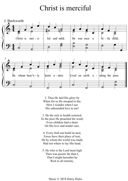 Christ Is Merciful A New Tune To An Old Hymn Sheet Music