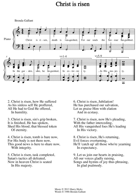 Free Sheet Music Christ Is Risen A New Hymn