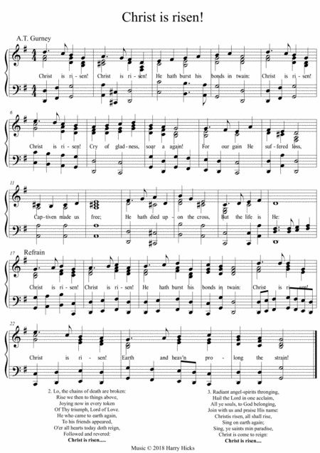 Free Sheet Music Christ Is Risen A New Tune To A Wonderful Old Hymn