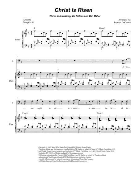 Free Sheet Music Christ Is Risen Duet For Tenor And Bass Solo