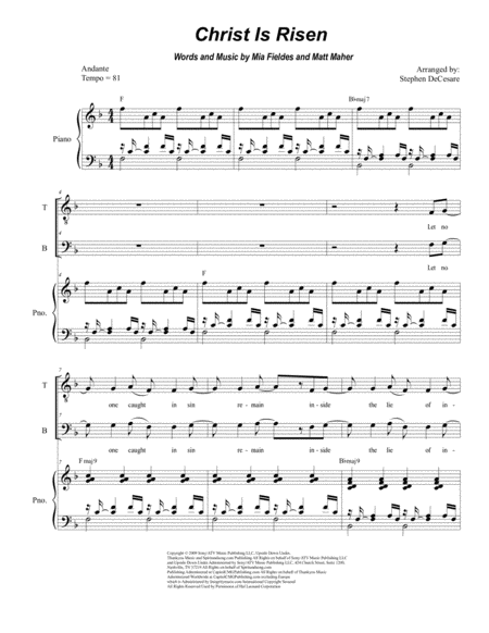 Free Sheet Music Christ Is Risen For Satb