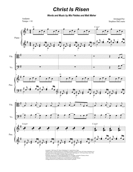 Christ Is Risen For String Quartet Sheet Music