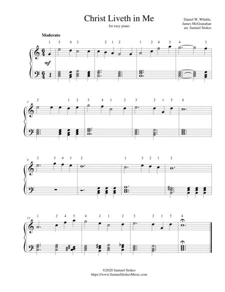 Christ Liveth In Me For Easy Piano Sheet Music