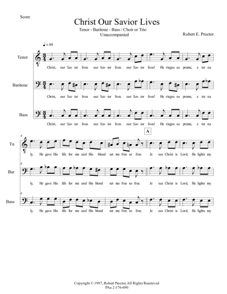 Free Sheet Music Christ Our Savior Lives