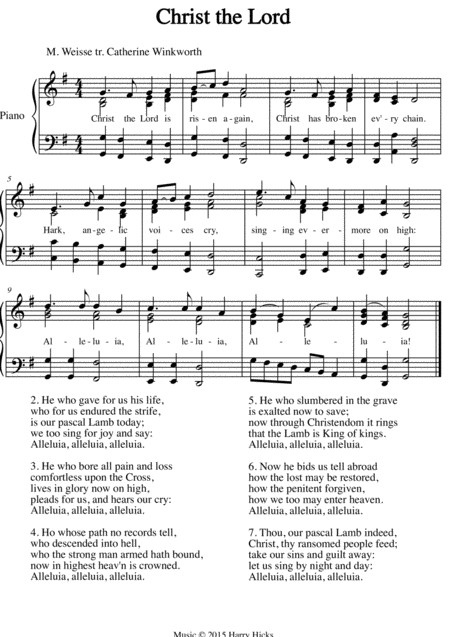 Free Sheet Music Christ The Lord Is Risen Again A New Tune To A Wonderful Old Hymn