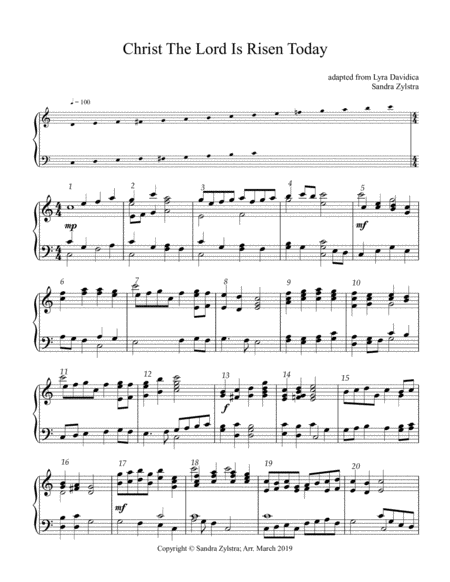 Free Sheet Music Christ The Lord Is Risen Today 3 Octave Handbells
