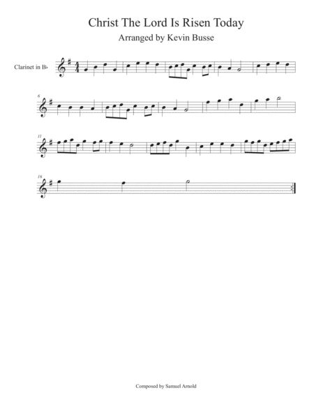 Free Sheet Music Christ The Lord Is Risen Today Clarinet