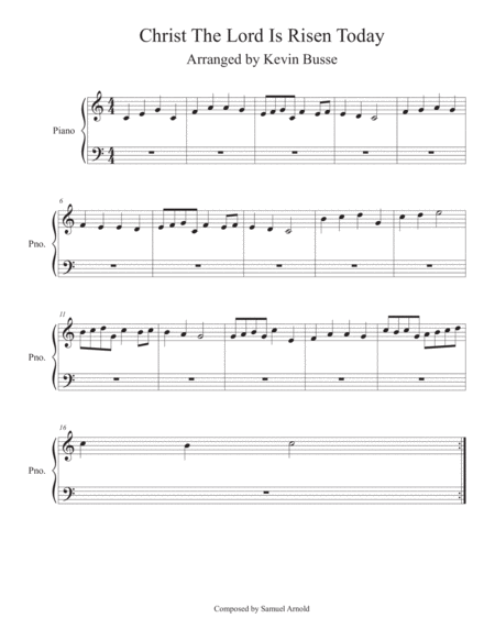 Christ The Lord Is Risen Today Easy Key Of C Piano Sheet Music