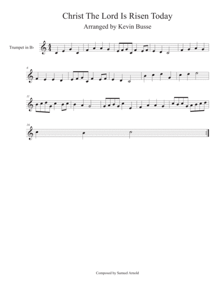 Free Sheet Music Christ The Lord Is Risen Today Easy Key Of C Trumpet