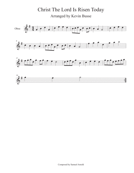 Christ The Lord Is Risen Today Oboe Sheet Music