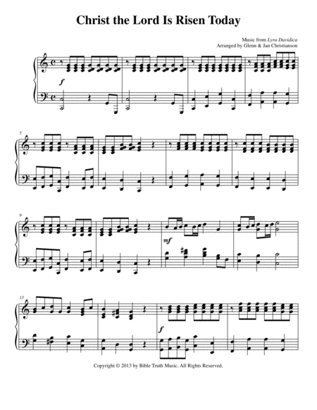 Free Sheet Music Christ The Lord Is Risen Today
