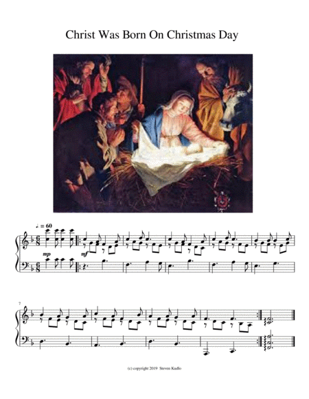 Christ Was Born On Christmas Day Sheet Music