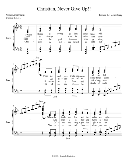 Christian Never Give Up Sheet Music