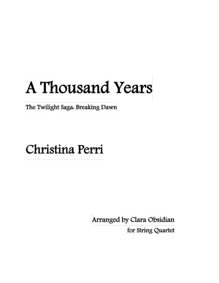 Christina Perri A Thousand Years For String Quartet Sheet Music