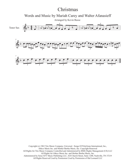 Free Sheet Music Christmas Baby Please Come Home Tenor Sax Solo