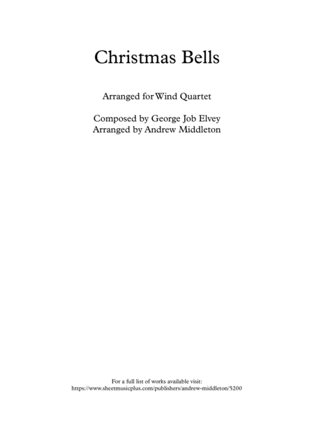 Christmas Bells Arranged For Woodwind Quartet Sheet Music