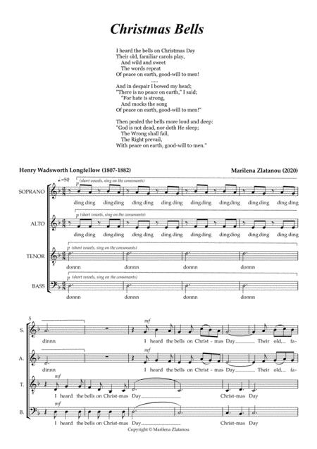 Free Sheet Music Christmas Bells For Satb A Cappella Choir