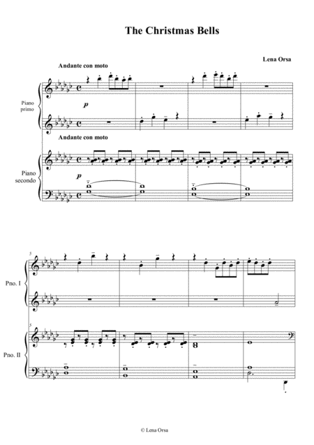 Christmas Bells Piano 4 Hands Sheet Music