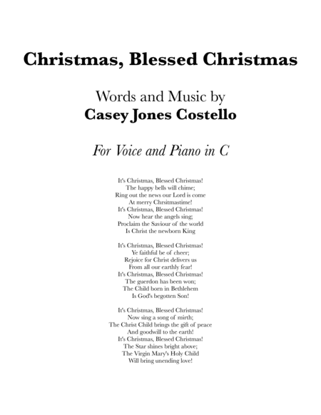 Free Sheet Music Christmas Blessed Christmas Voice And Piano
