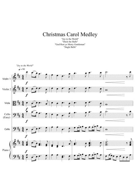 Christmas Carol Medley For String Quartet Piano Sheet Music