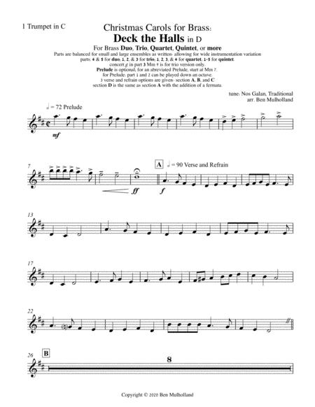 Christmas Carols For Brass Deck The Halls In D Sheet Music