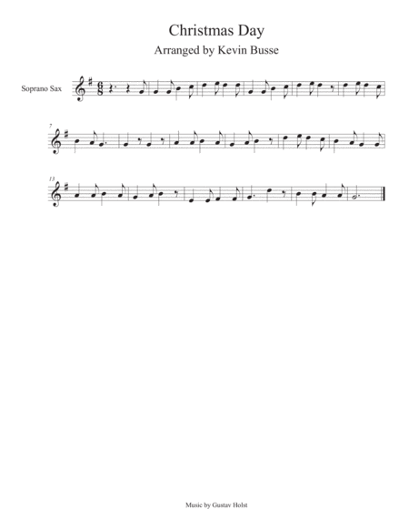 Free Sheet Music Christmas Day Soprano Sax